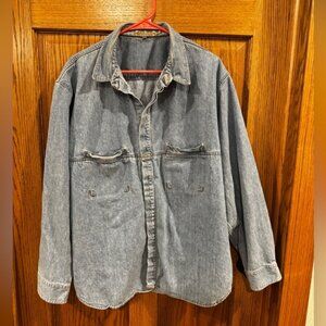 Vintage Girbaud Stonewashed Denim Button Front Shirt. 100% Cotton. Size XL